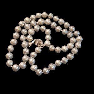 Grey-Silver Tone Freshwater Pearl Necklace
